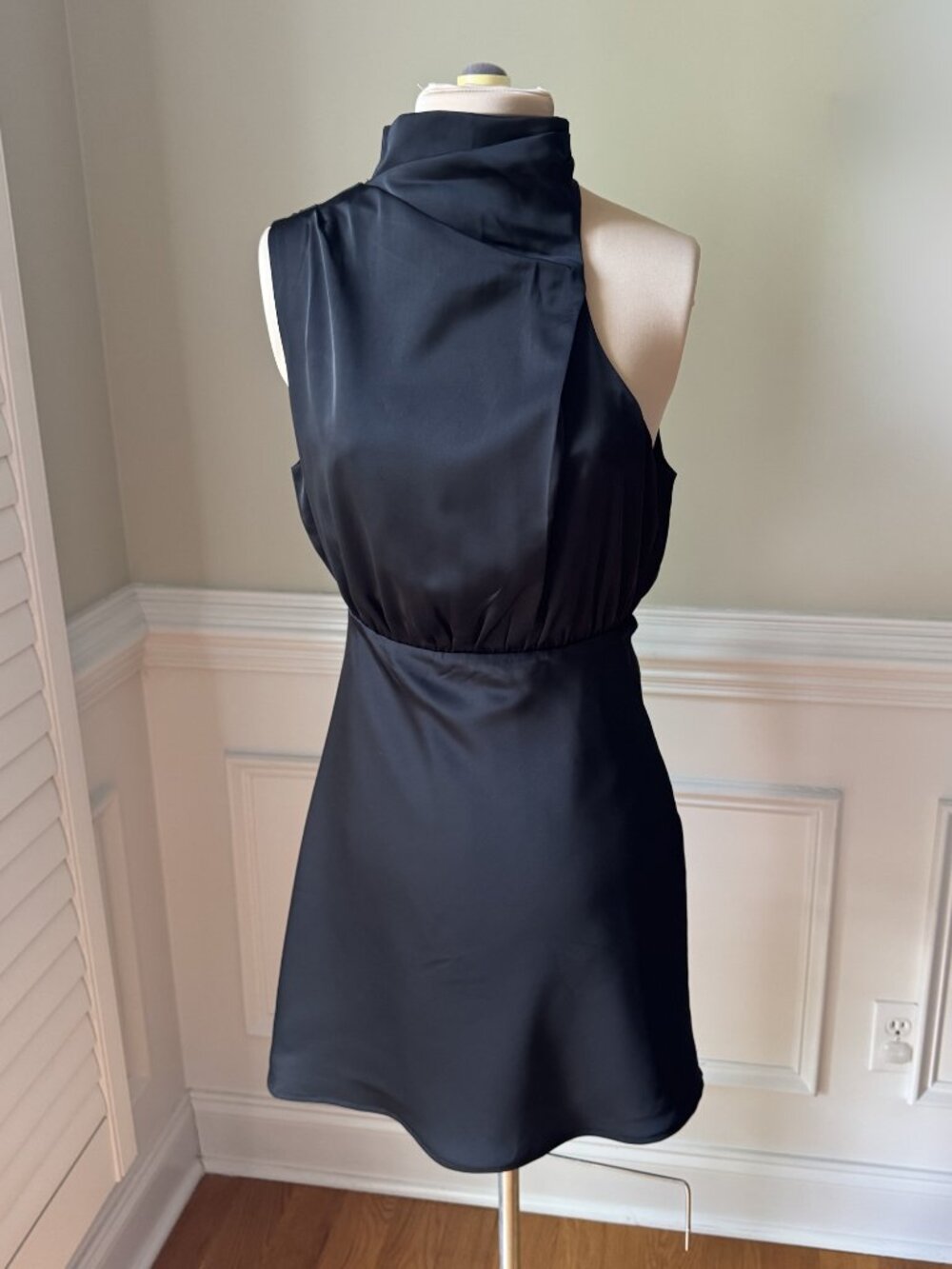 Lulus Classic Elegance Black Satin Dress - Size M